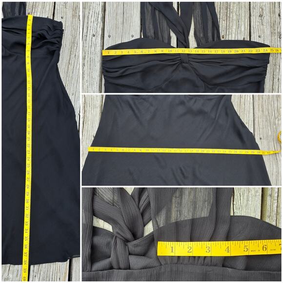 Plus Size Black Dress Lane Bryant Size 28 Flowy Georgette Twist Front Halter - Picture 6 of 8